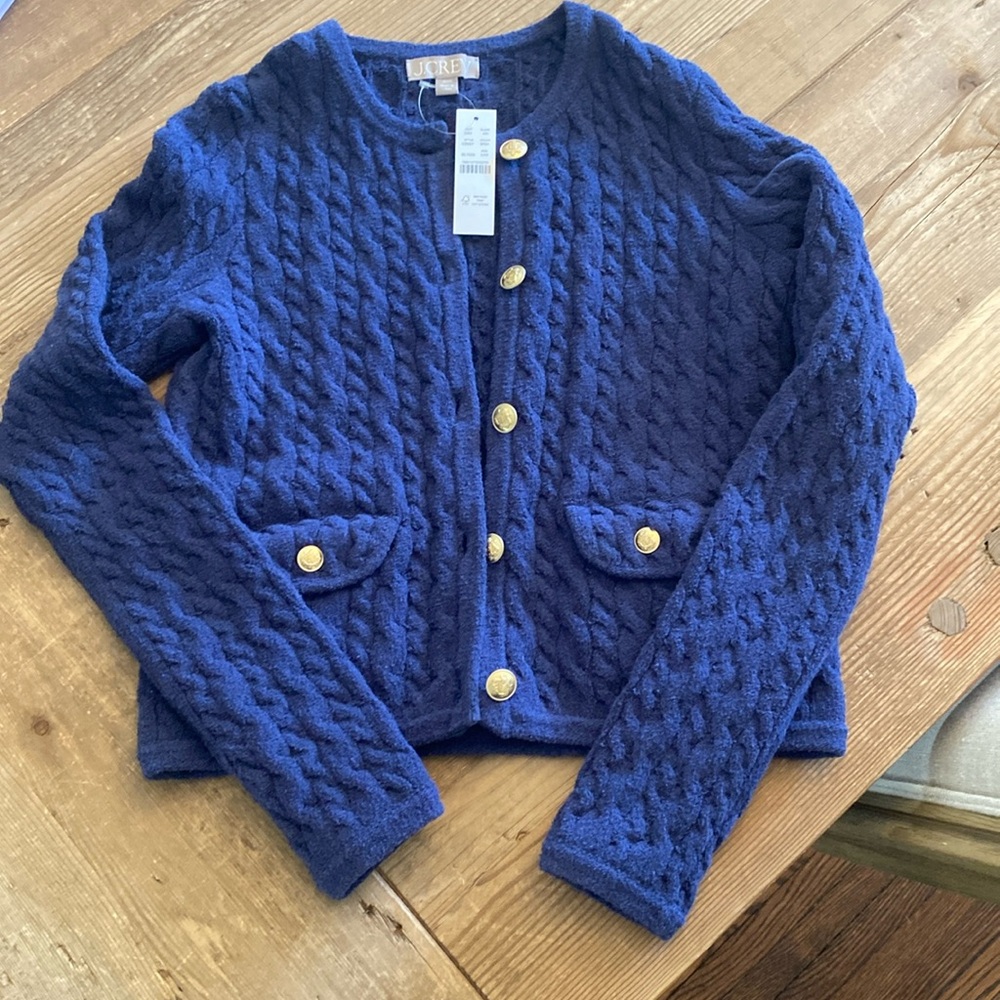 J Crew Odette cable-knit sweater lady jacket